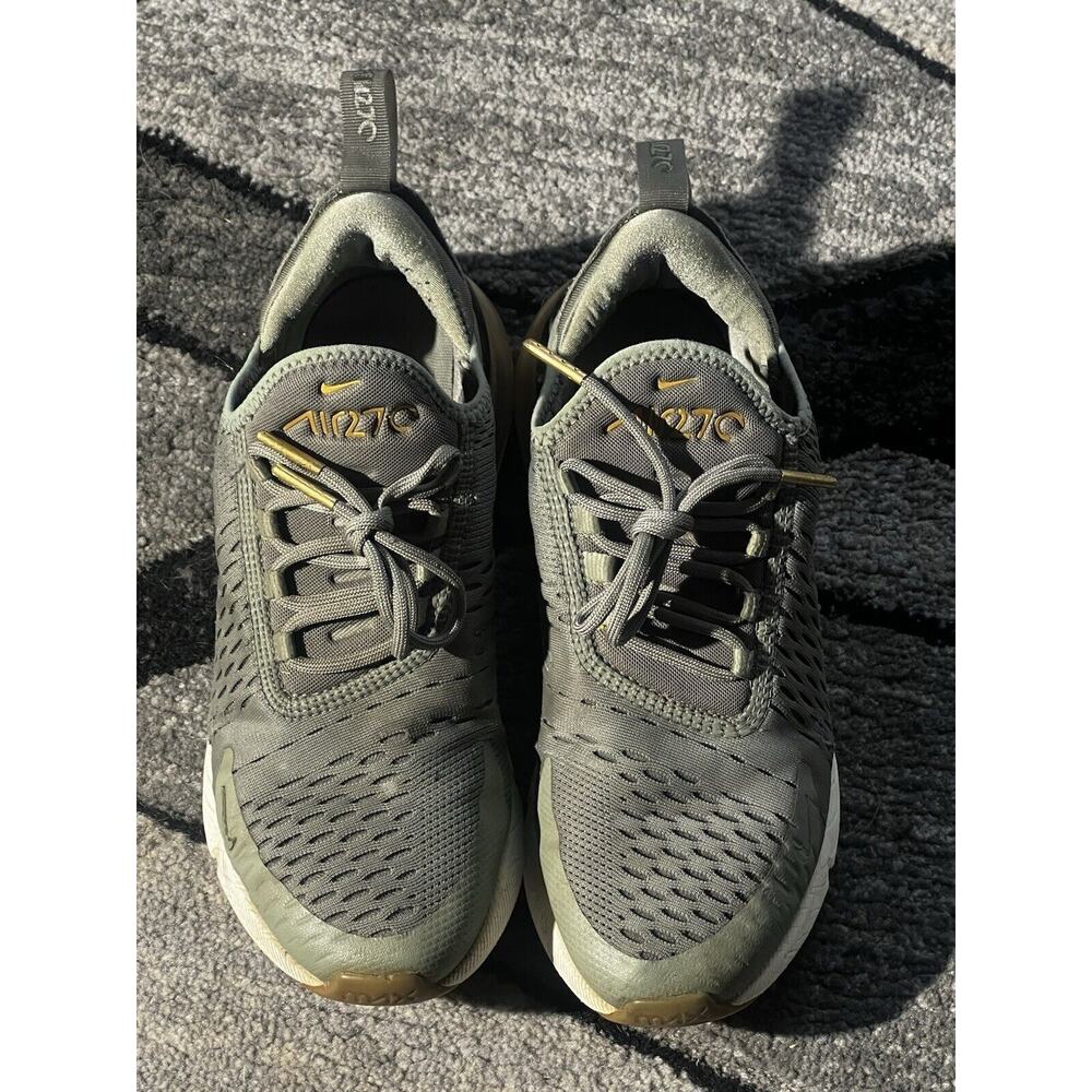 Nike Air Max 270 In Dark Stucco Metallic Gold Sz 7 Womens Running Shoe